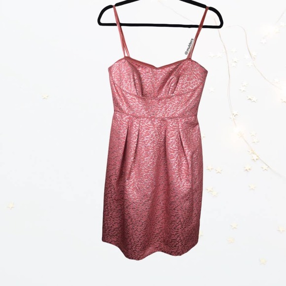 BCBG BCBGMAXAZRIA Y2k Style Strapless Peach Blush Pink & Metallic Formal Dress - Picture 1 of 13